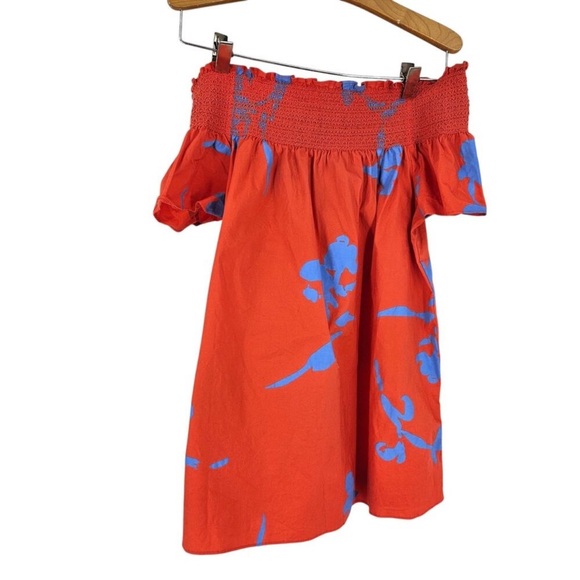 Tory Burch LIKE NEW Eliza poppy off the shoulder blouse red floral Size 2 $250 - Picture 2 of 6